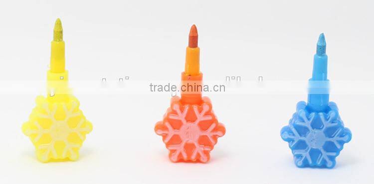 Chrismtas snowflake stackable crayon 6pcs coloring pencil
