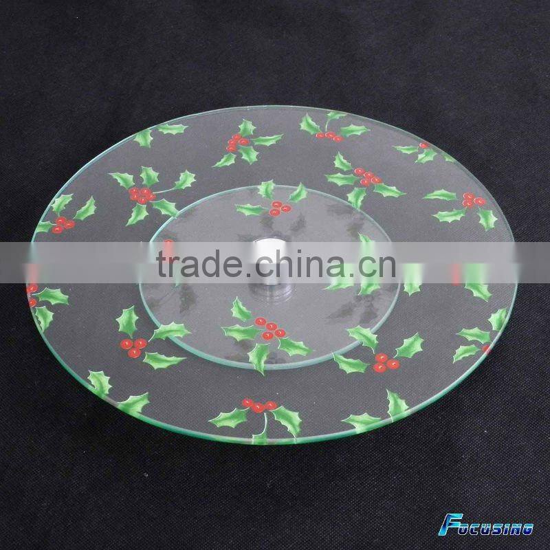 NEW!Besutiful pattern rotating tempered glass lazy susan