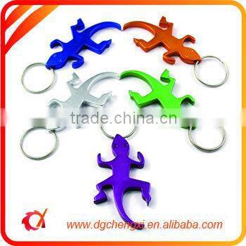 aluminum black gecko shaped bottle opener keychain