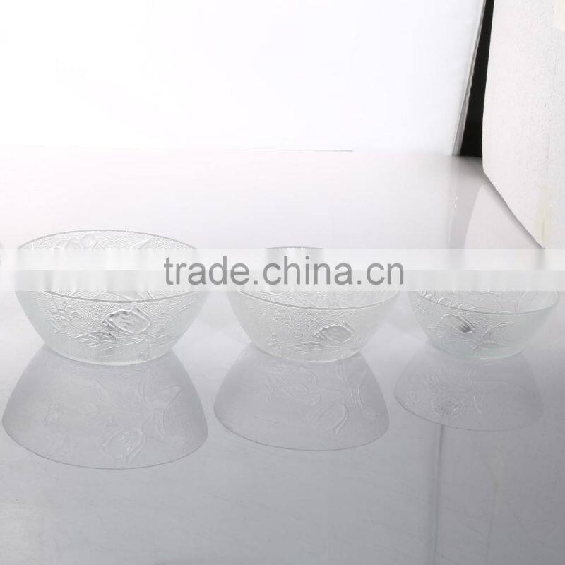 Characteristic Embossed Rose Transparent Glass Bowl