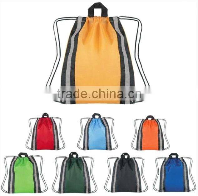 Reflective Custom Drawstring Backpack - 13.5"w x 16"h
