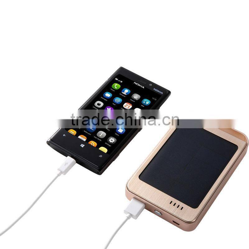 CE/ROHS/FCC notebook portable charger solar power bank with 2.1a usb output
