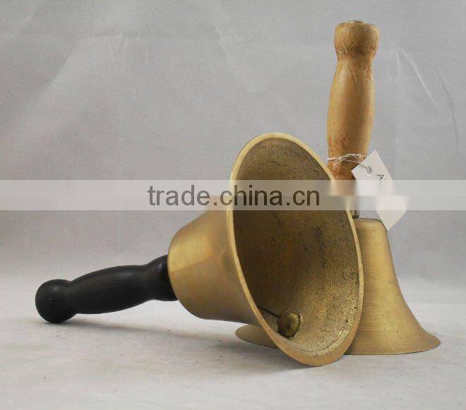 7.4''Brass hand bell with woonden handle A3-225 for celebration as noise maker(E225 )