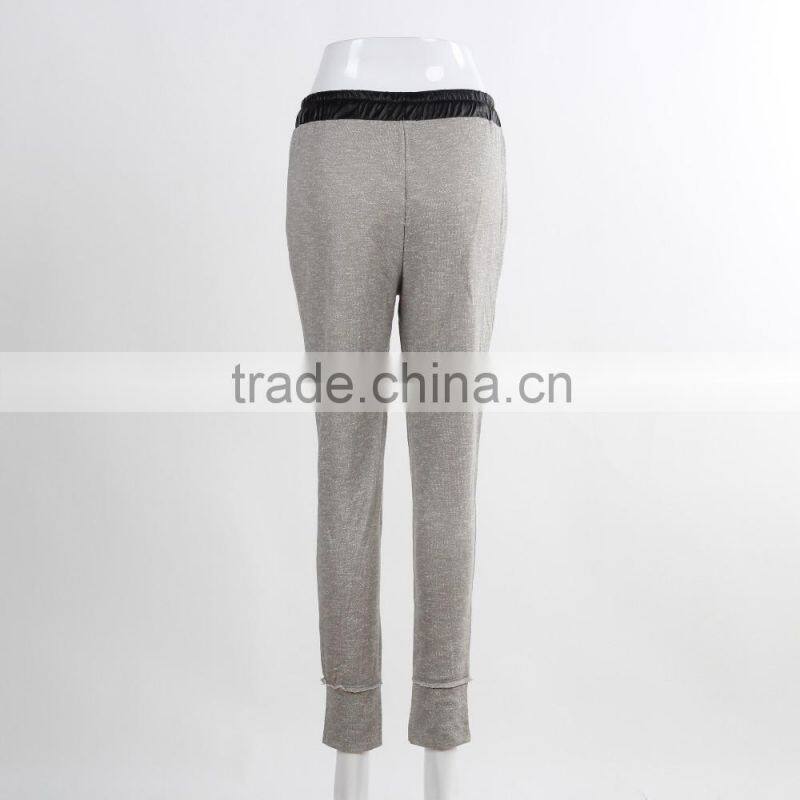 F5W30186 Newest Style Contrast Waistband Grey Sweatpants For Girls