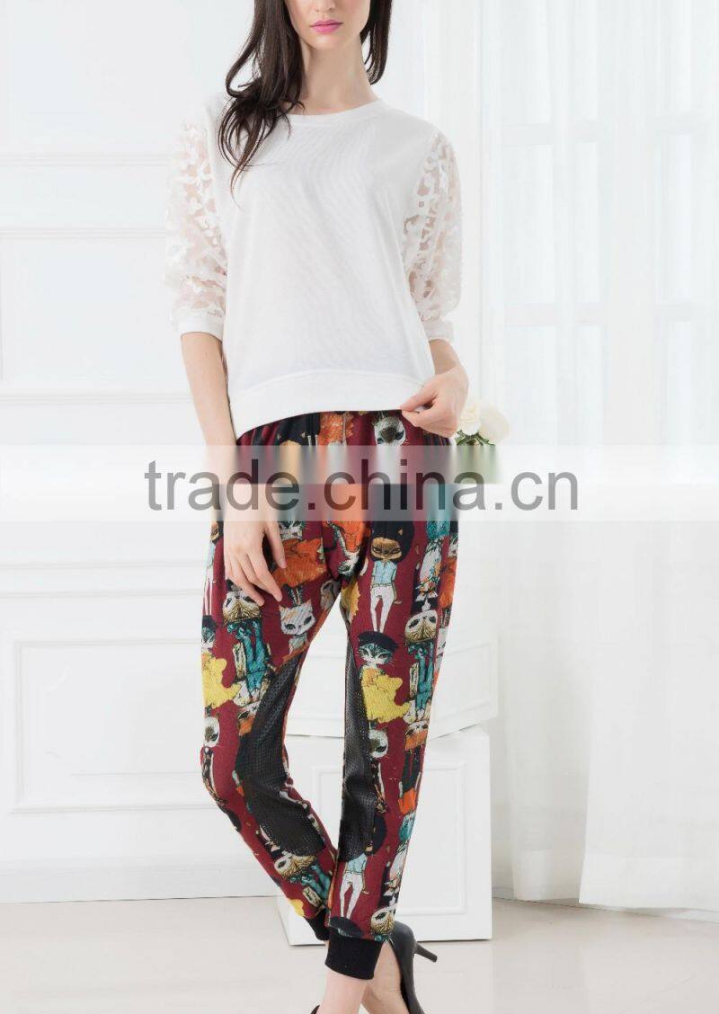 NEW ARRIVAL summer tops and blouses 2016 white lace sleeve shirt for woman chiffon fabric OEM tops cheap price
