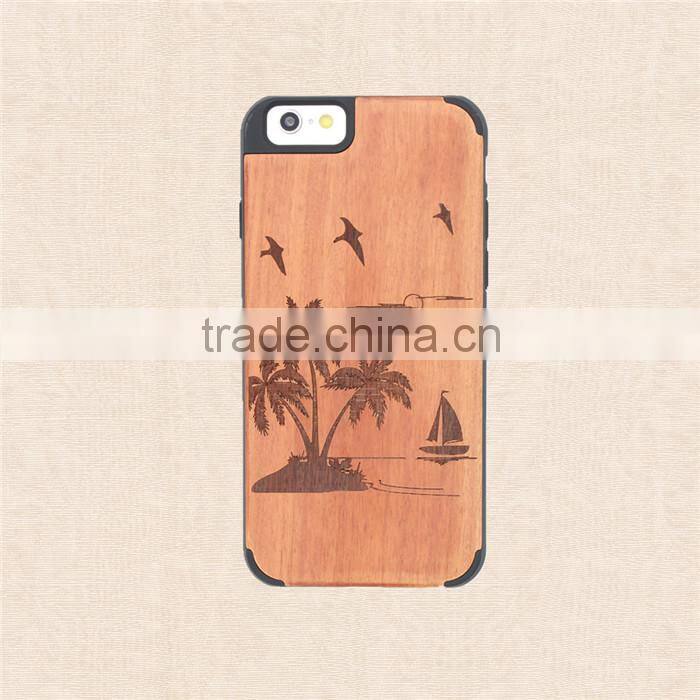 Universal PC and Wood Phone Case with press key Custom Design case for Iphone 6/6 plus