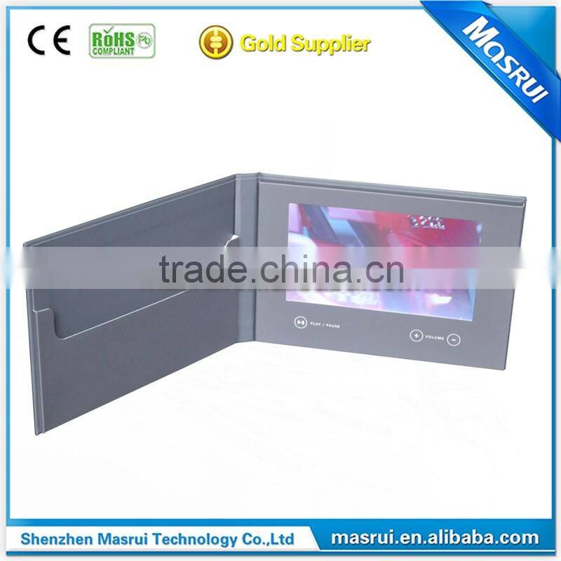 leather case 7 inch TFT LCD screen video greeting card brochure