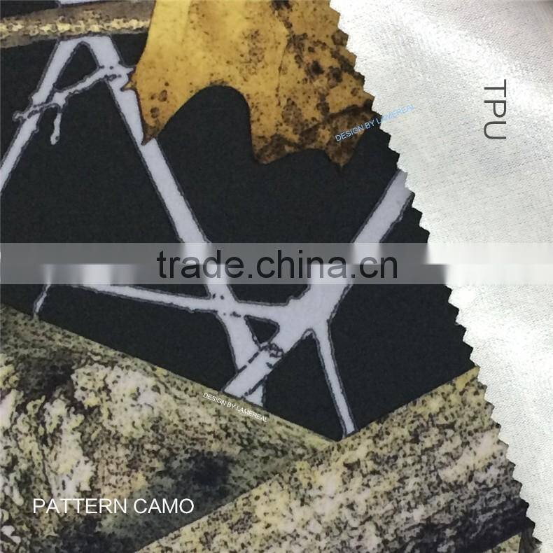 TPU camouflage fabric for clothes 100% polyester forest camouflage fabric bonded tpu for outdoor fabric hunting sportswear