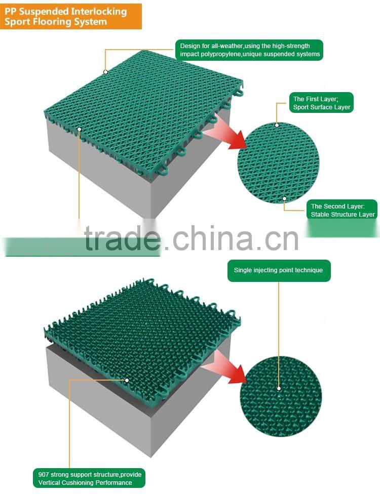 Outdoor interlocking sport court removable plastic floor tiles