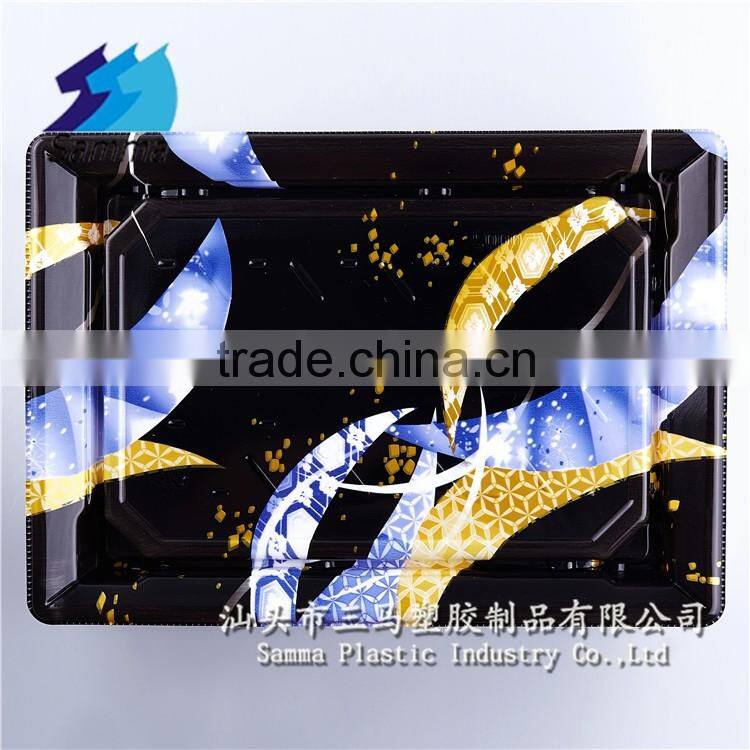 KW-0002JY-B Japanese Disposable Plastic Sushi Container With Lid 219*156*25mm