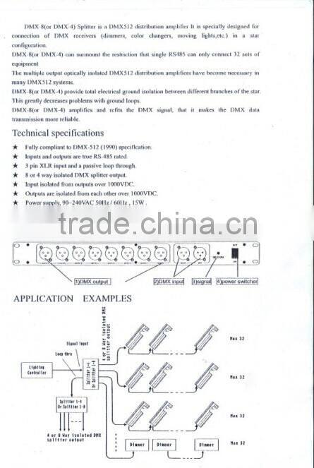 High quality four channels DMX signal distributor signal Amplifier