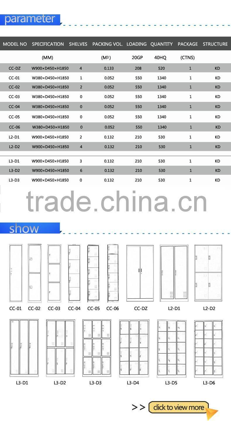 Hanging clothes storage cabinet 2 door steel locker wardrobe hot selling