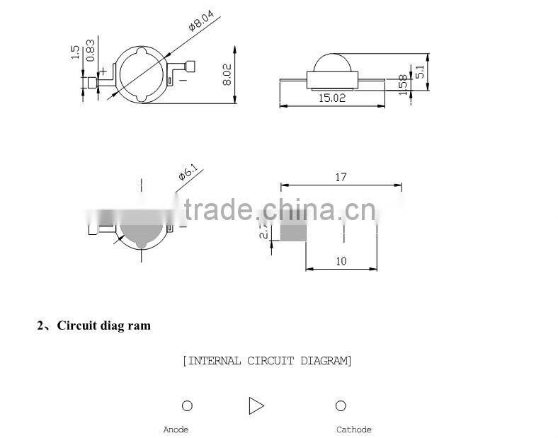 1W Epistar chip 120-130lm LED for Single Streetlight lens