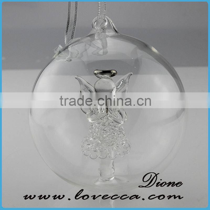 2015 NEW ARRIVAL !!! clear angle inside christmas ball in 10cm