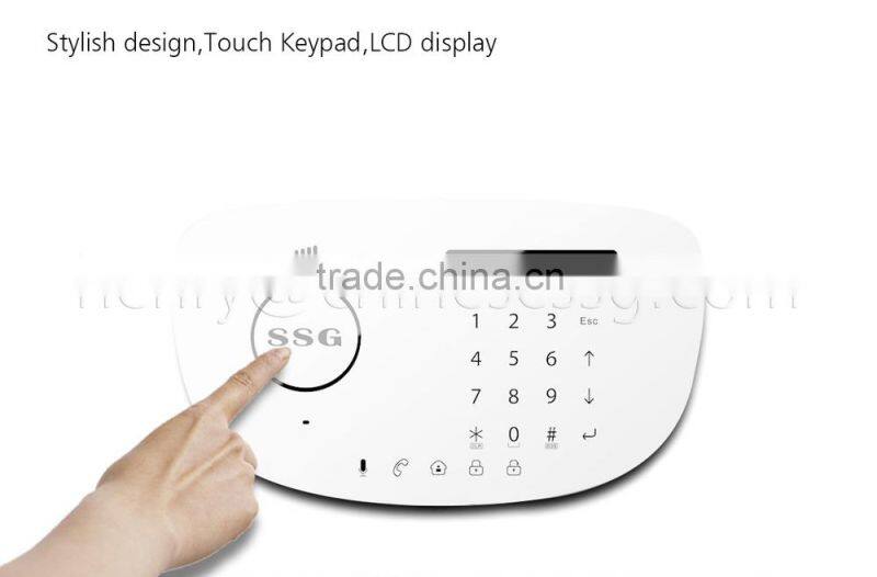 Multi-language Dual Network PSTN GSM DIY burglar alarm systems with LCD dislay Touch Keypad and free APP operated