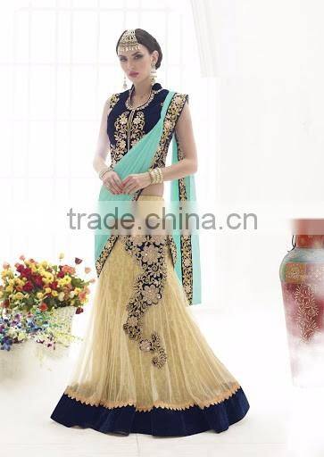 Green Net Lehenga Saree