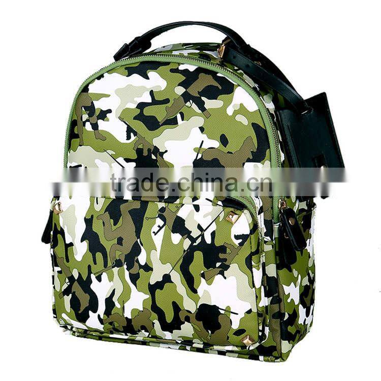 Custom printed fashion camo traveling bag bookbag shoulder student backpack school bag