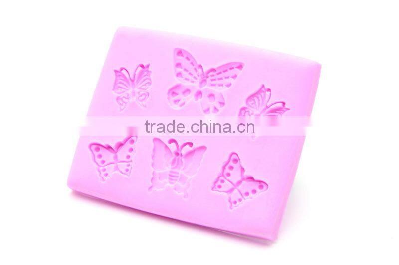 Six pcs butterfly silicone fondant mold
