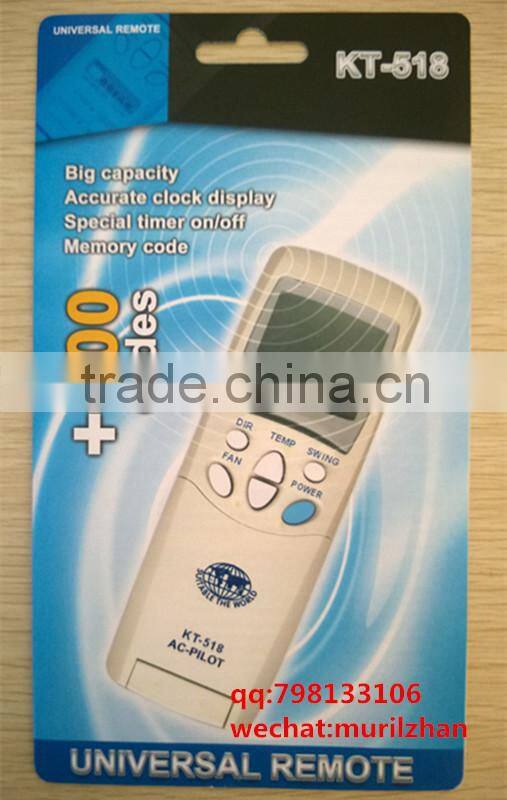 KT-518 UNIVERSAL REMOTE for SHANXING SHENGFENG,SHUANGLU SONGGE SOVA SUMMER SUNDURG TADIRAN TATUNG TCL TECO TIANDI MICOM TRANE