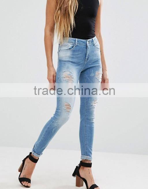 Ultimate Skinny ladies jeans pants Destroyed Jeans