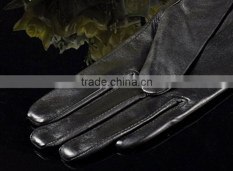 Beautiful bowknot design rivet sheepskin leather gloves for MS