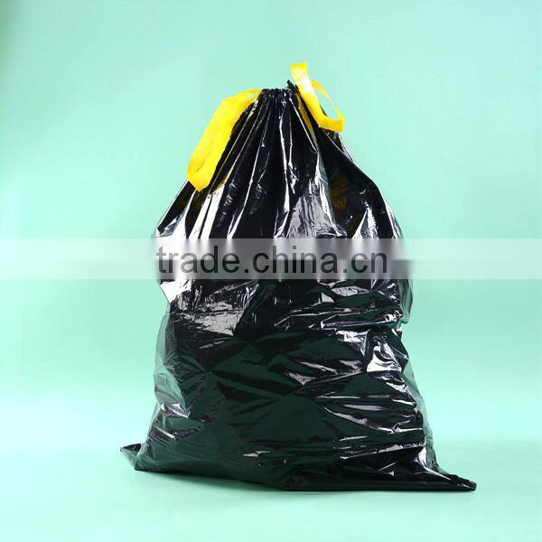 HDPE drawstring black plastic trash bag garbage bag
