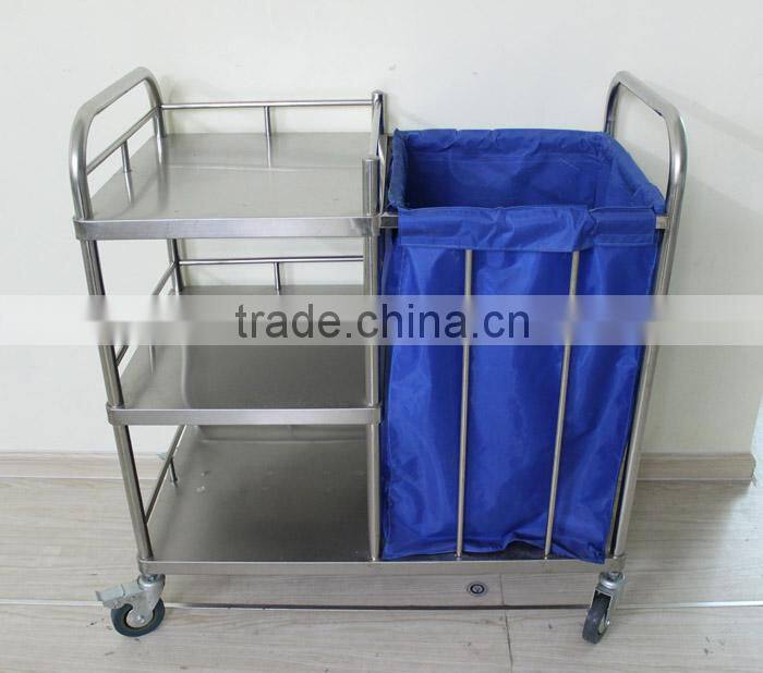 Kareway stainless steel hospital waste cart with wheels,hospital cleaning trolley