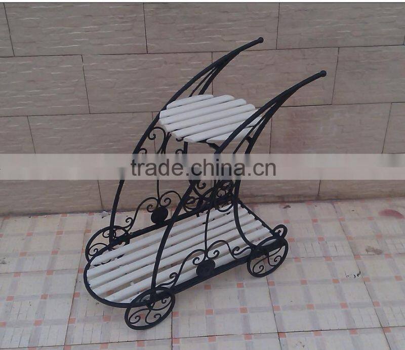 XY13605 home decor wrought iron crafts flower planter holder, metal bicycle plant stand