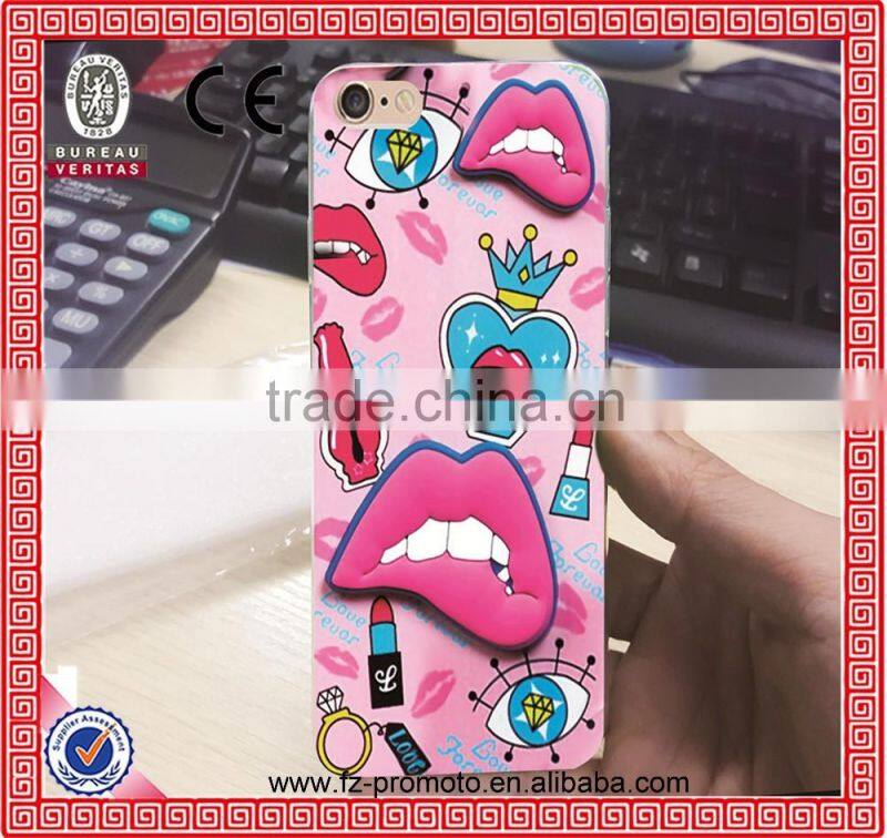 Fashion Brand Red Lips Dots Flowers MJ Soft TPU Plastic Phone Case Cover For iPhone 6 4.7inch