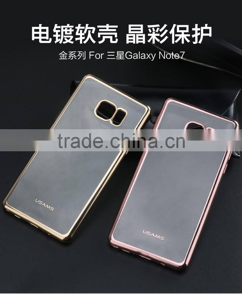 2016 Newest Original USAMS electroplate Plating TPU and ultra thin transparent Back Cover Case For Samsung Galaxy Note 7