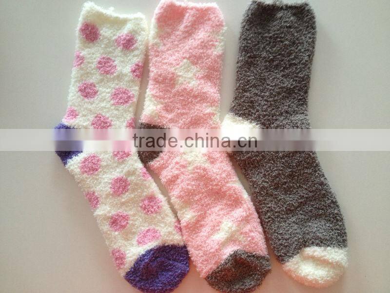 lady's fluffy socks/women indoor microfiber fuzzy socks ,women floor socks