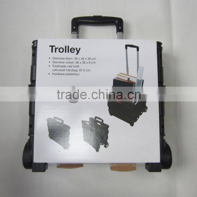 Collapsible Plastic PP Black Hand Luggage Trolley