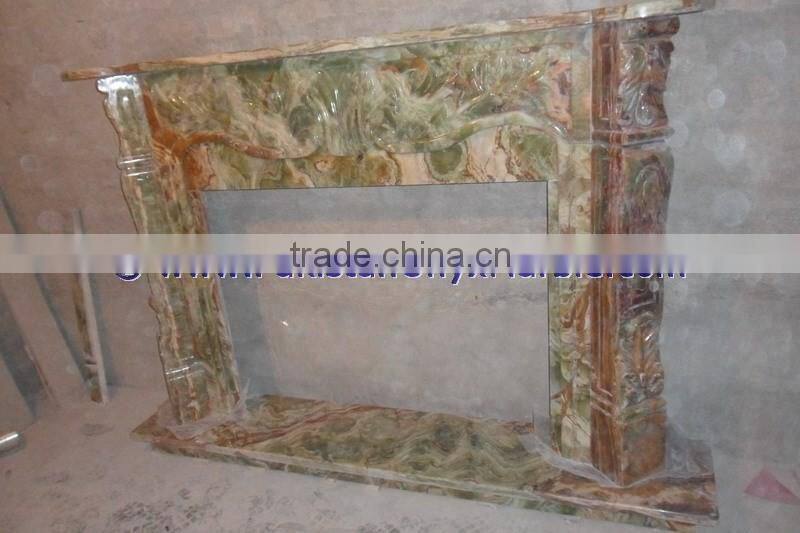 Professional design modern MULTI GREEN ONYX FIREPLACES