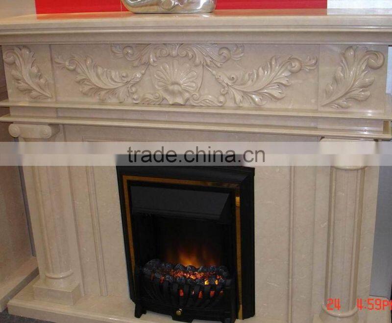 Crema Marfil beige Marble Fireplace Mantel Surrounding