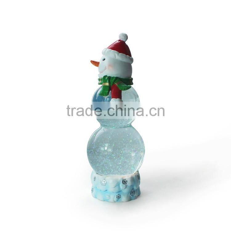 Polyresin Cute Snowman Customized Christmas Glass Snow Water Ball Decoration Resin Unique Shape Snowman Snow Globe