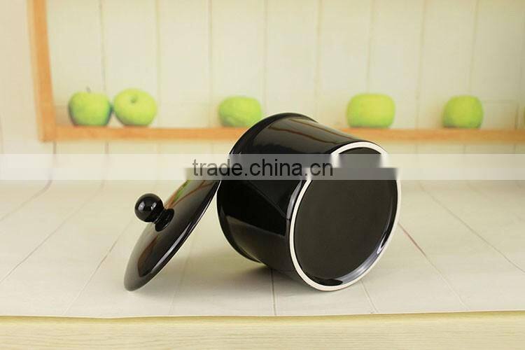 Factory wholesale New ideas novelty black ceramic casserole stew pot with lid