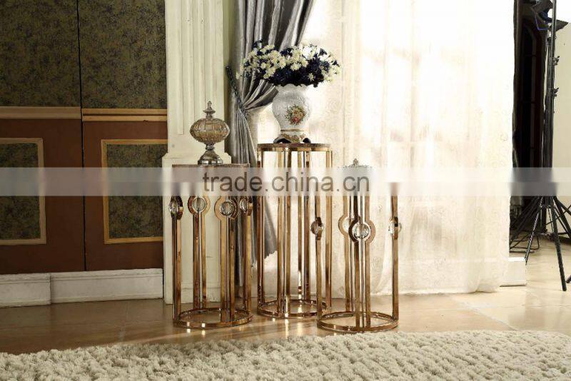 Gold Round Stainless Steel Marble Flower Stand