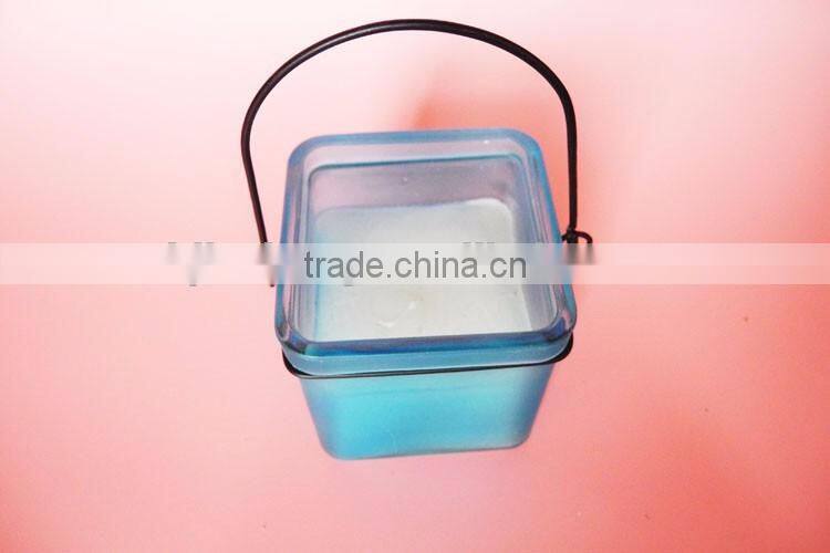 home goods antiques blue glass candle holder with scented wax