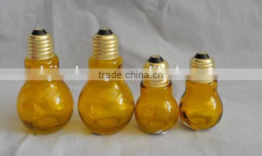 wholesale mini bulb light shape glass cooking oil bottle with hole lid