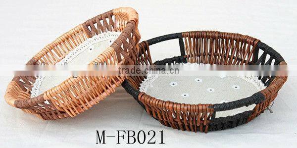 Wicker storage basket with liner& willow food / bread basket