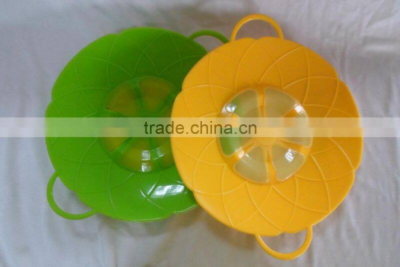 Hotsale FDA grade silicone pot cover spill stopper lid silicone pot cover lid with handle