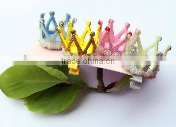 New premium 3D assorted Princess Cinderella inspired new design polyester barrette felt hair clip with sequin rhinestone