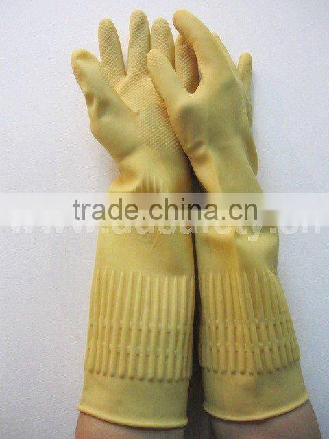 DDSAFETY Long Cuff Yellow Latex Household Gloves