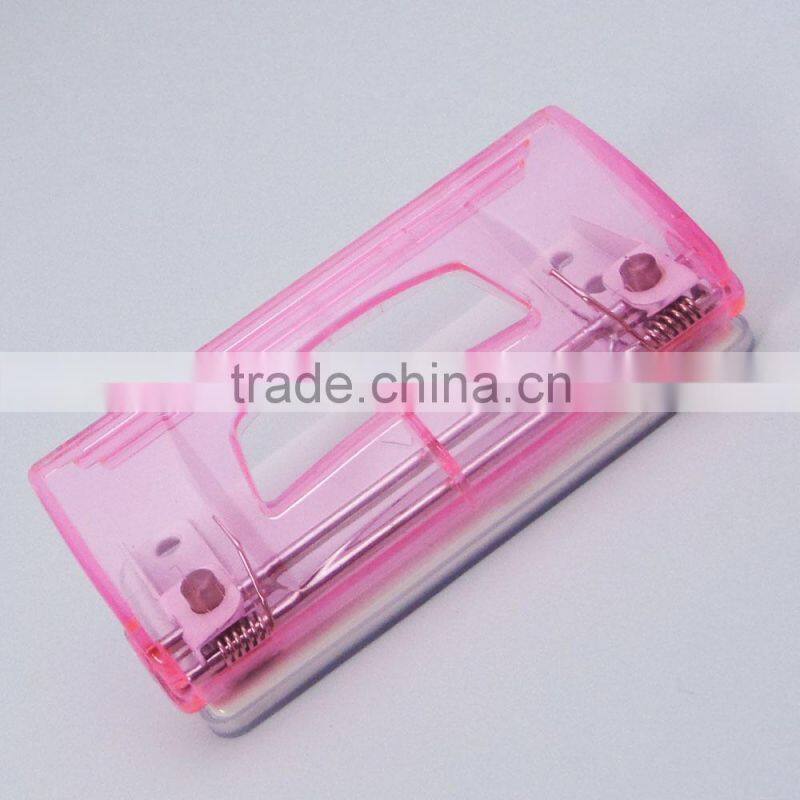 2014 hot selling transparent color plastic 2 hole puncher