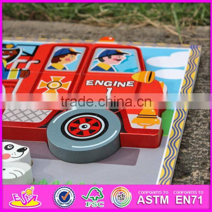 2016 new design children educational toy wooden 3d puzzle car W14D018
