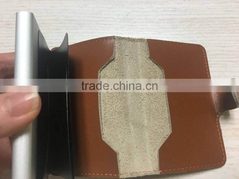 Multi Function Genuine leather/PU Leather & Aluminum Credit Card Holder Slim Metal RFID Protector Wallet