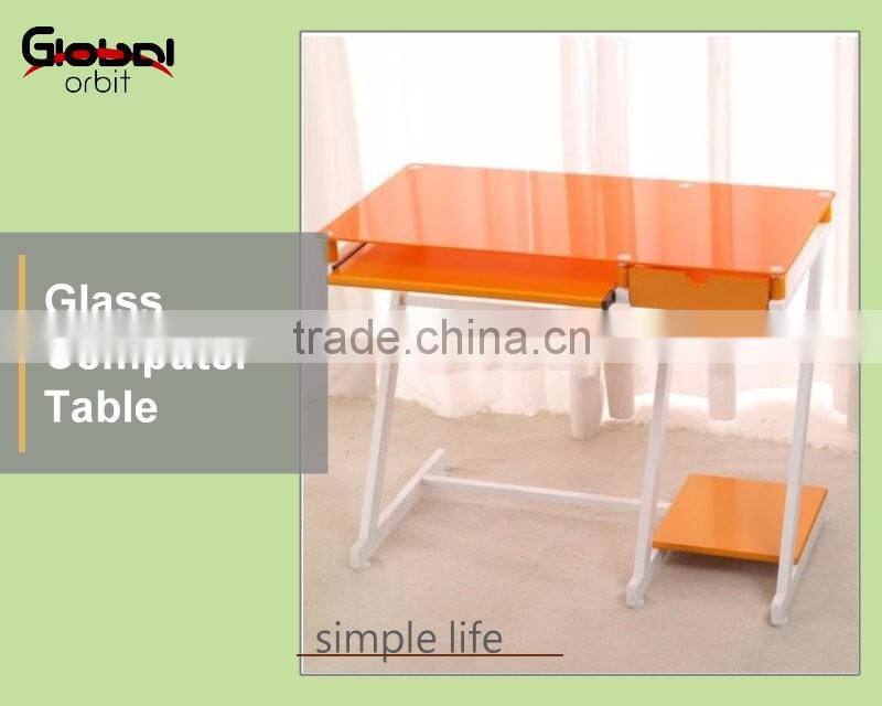 Black Glass Furniture Work Station With Sliding Keyboard Table Computer Desk