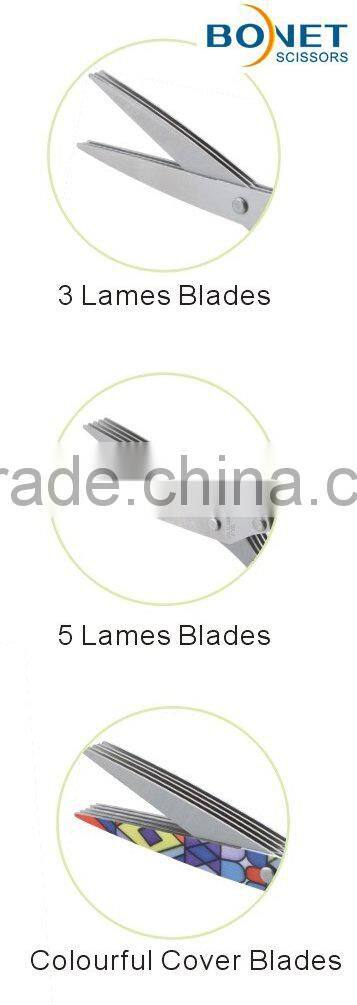 S97009 FDA qualified 7-5/8" Stainless Steel Shreding 5 blades herb scissors