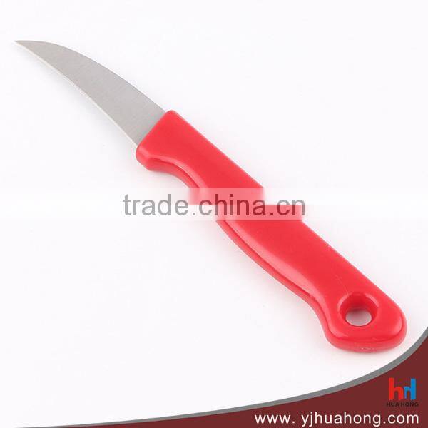 Stainless Steel Curved Blade Paring Knife,Fruit Knife With Plastic Handle
