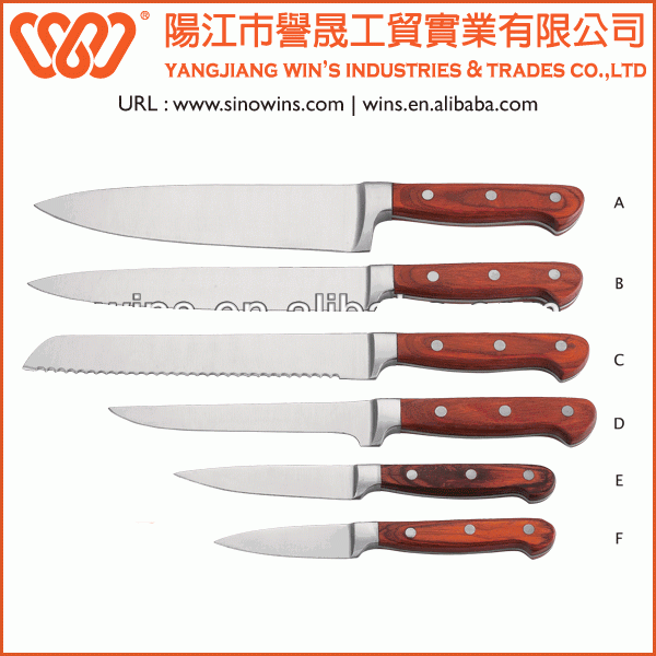 A3137 Hot Sale Stainless Steel Blade Knife Set with Pakkawood Handle